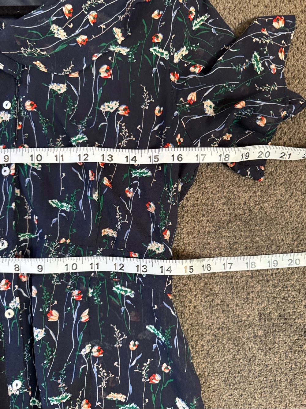 Roolee Navy Floral Maxi Dress with Puff Sleeves - Picture 10 of 11